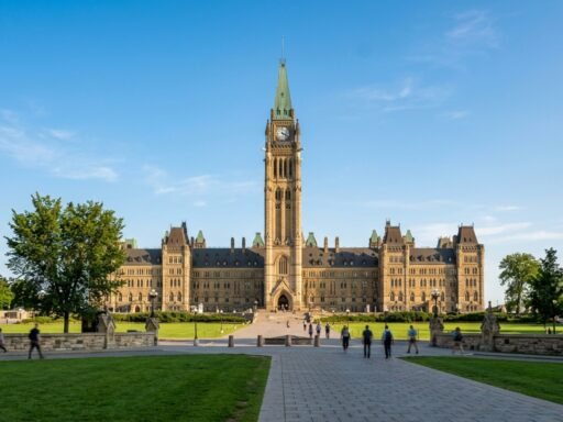 Express Entry Canada immigration guide showing the Canadian Parliament buildings in Ottawa